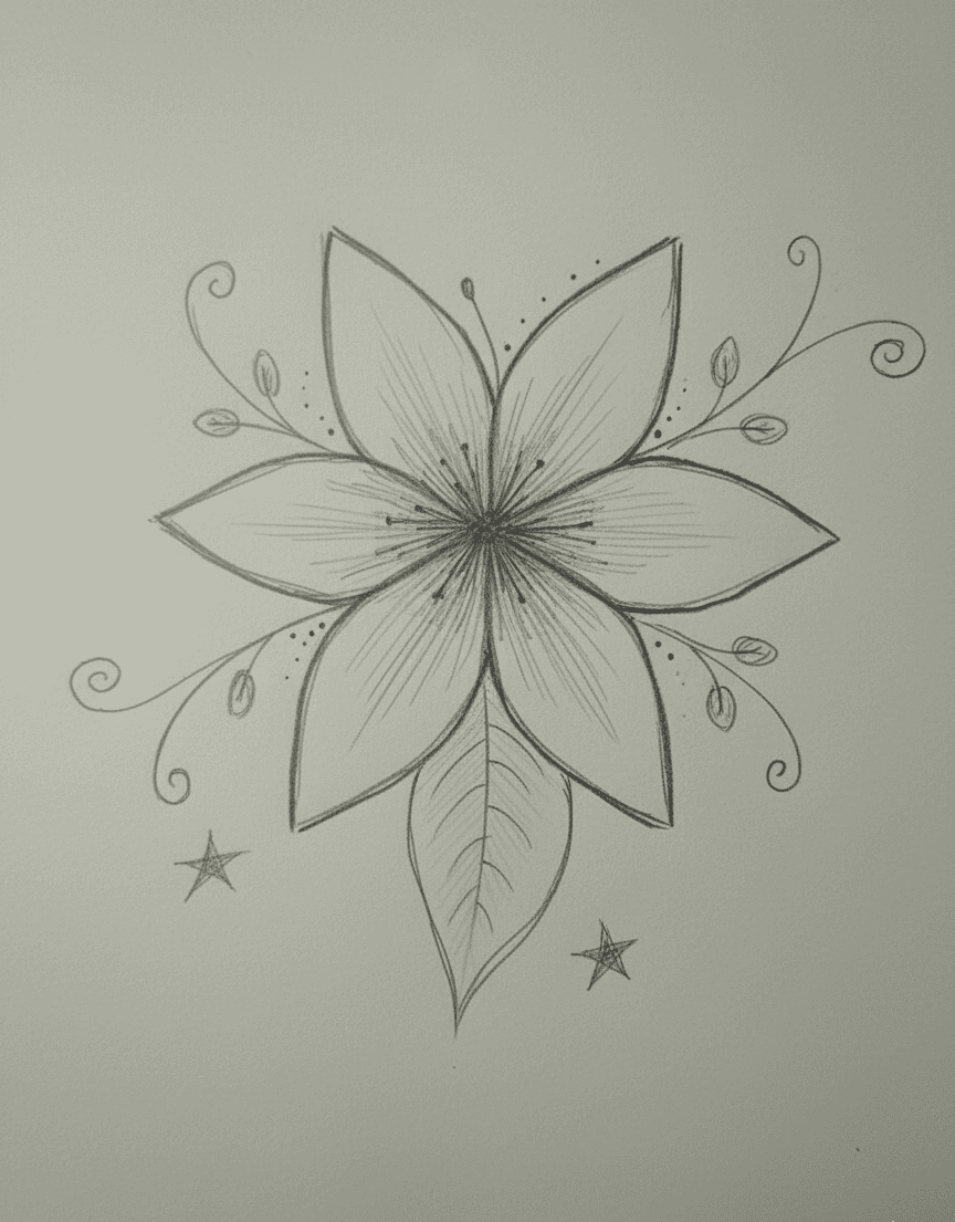 Elegant Flower with Stars
