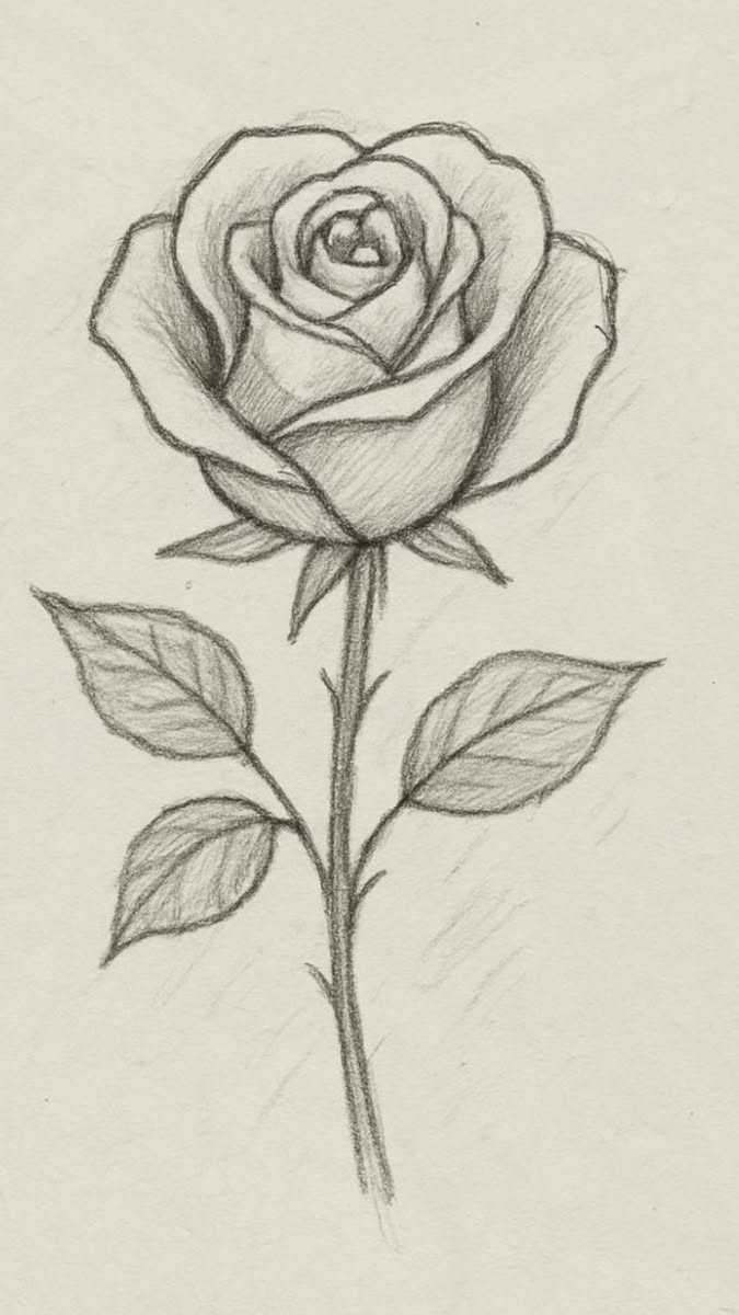 Elegant Rose Flower Sketch