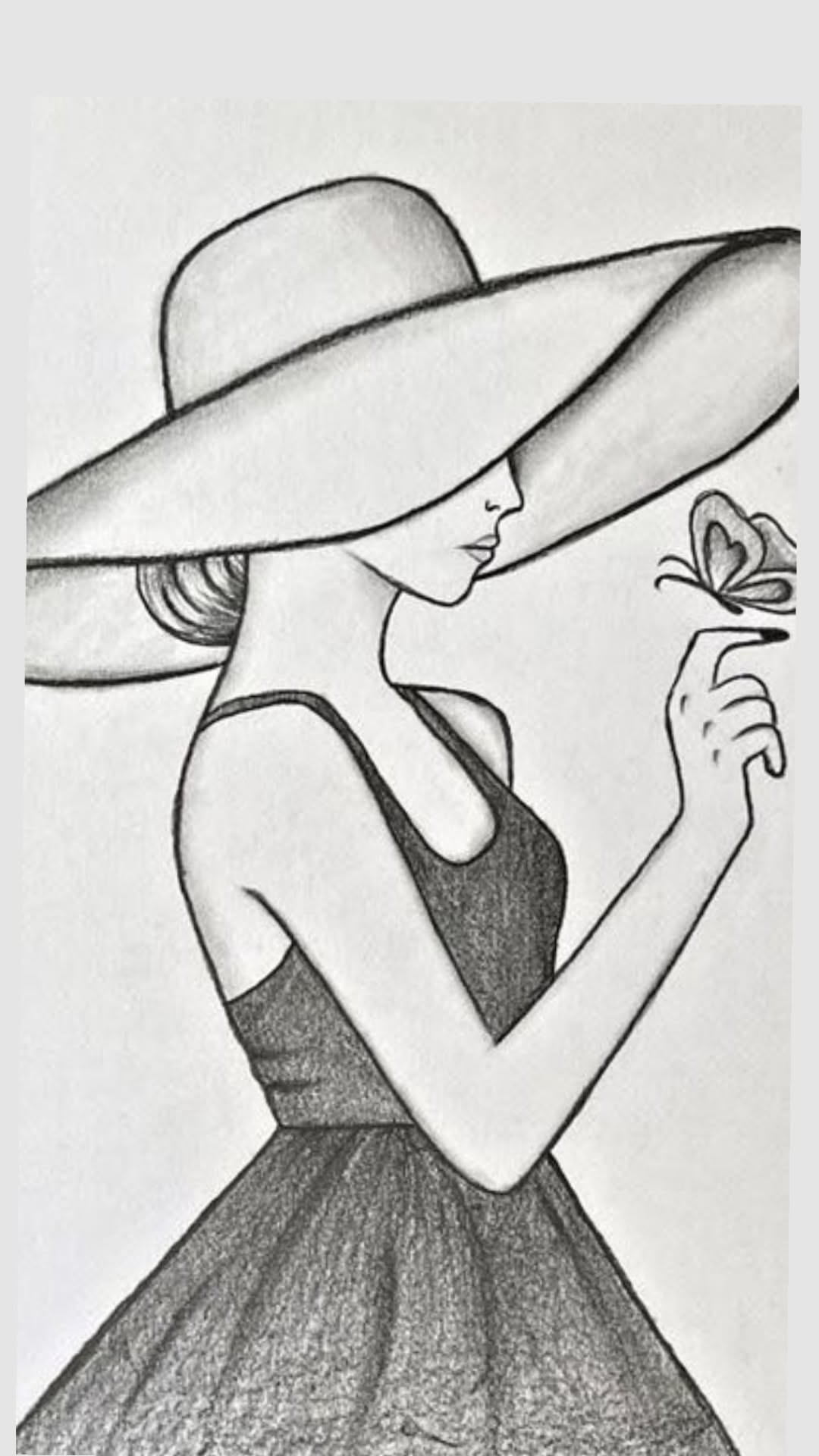Elegant Woman in Hat with Butterfly