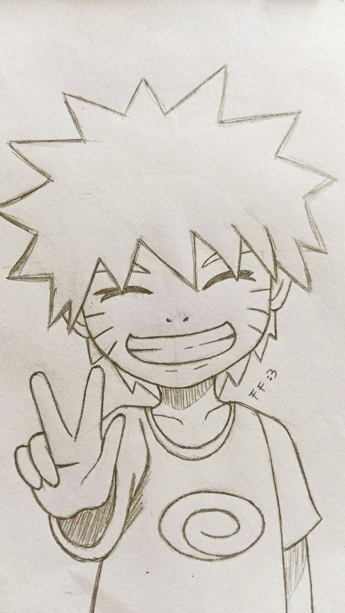 Happy Anime Character with Peace Sign