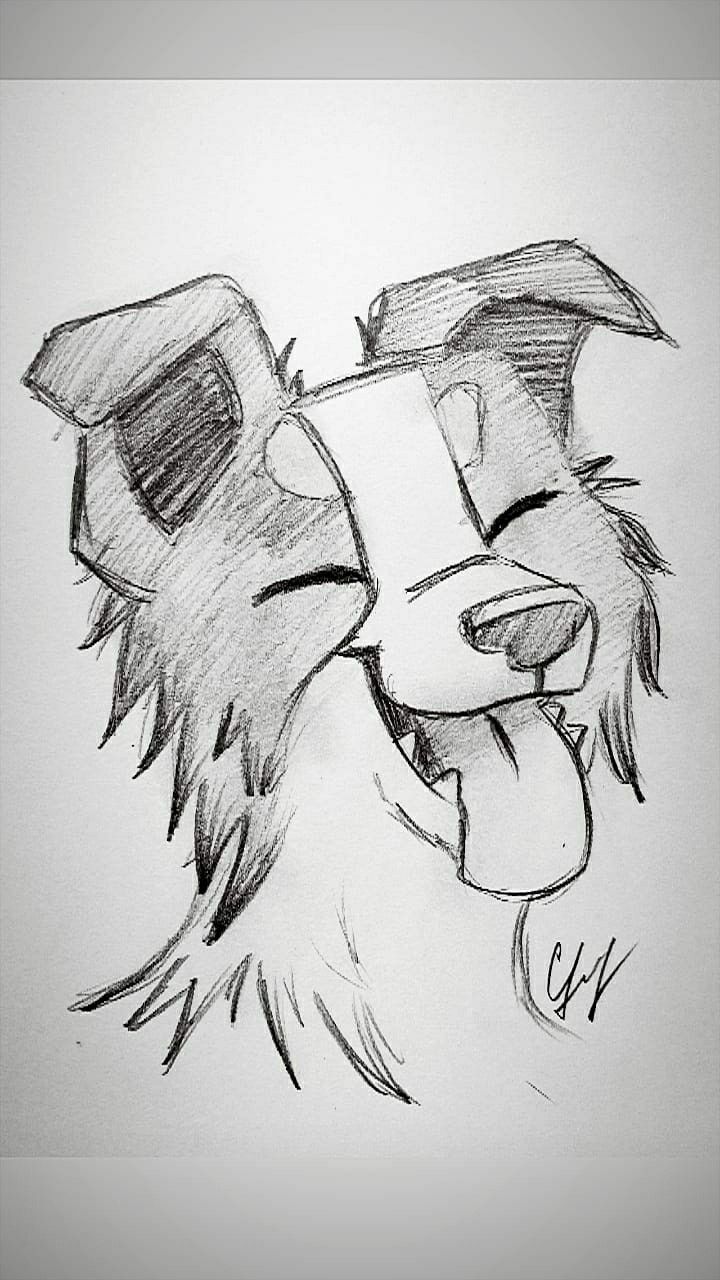 Happy Dog Face Sketch