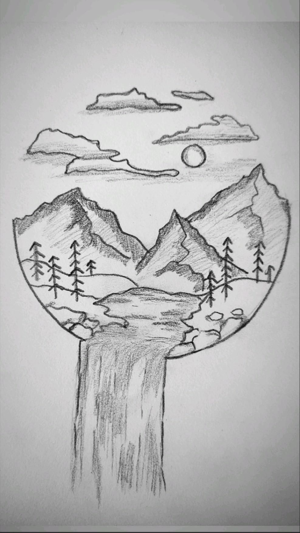 Scenic Mountain Landscape with Waterfall
