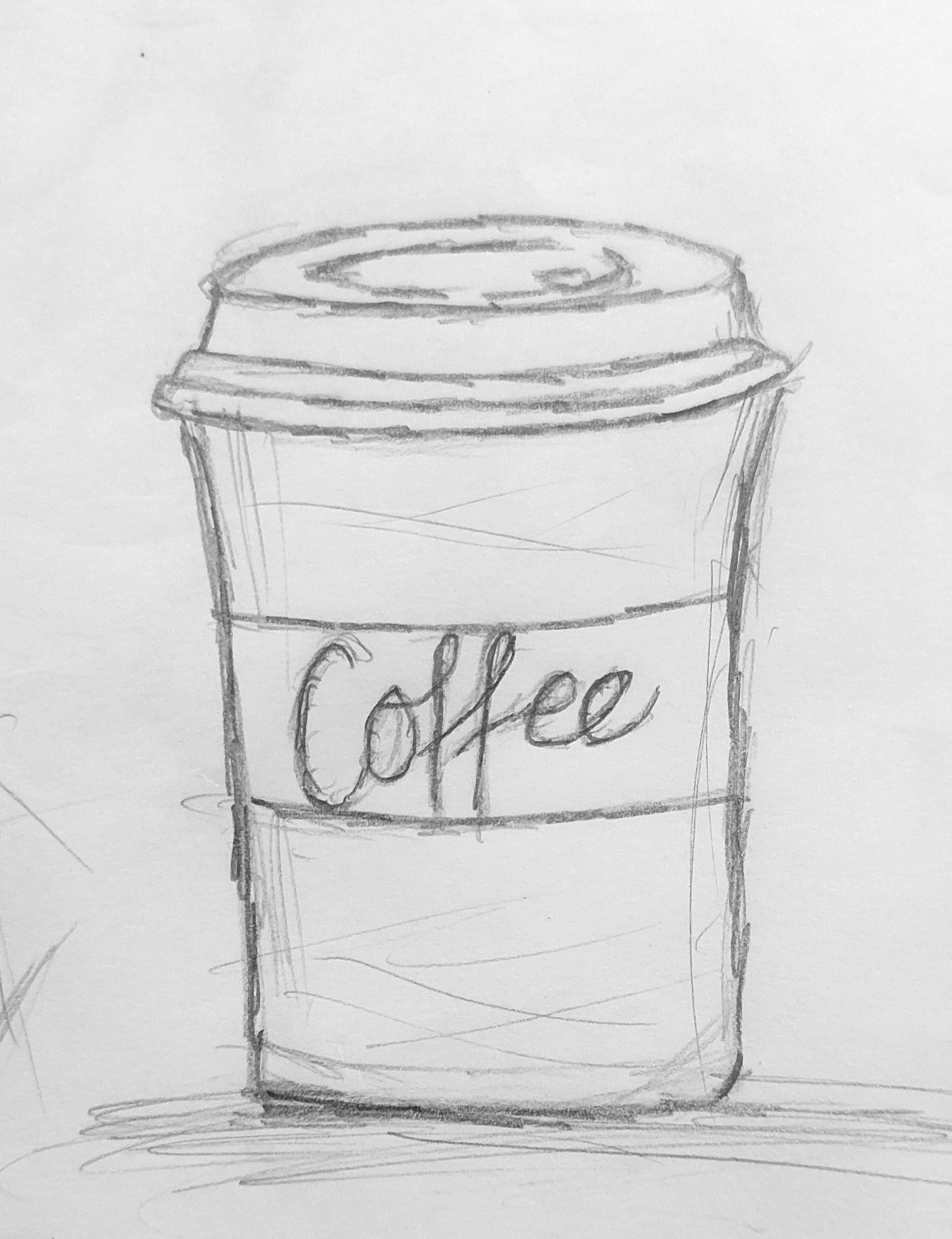 Pencil Drawing to Draw: Simple Coffee Cup Sketch