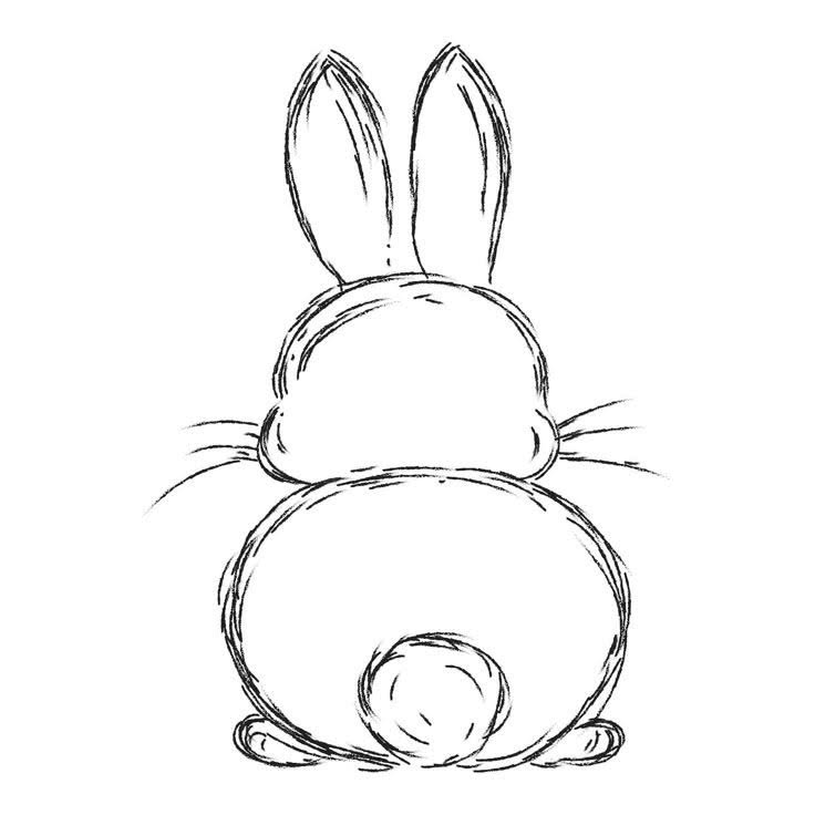 Adorable Bunny from the Back Drawing