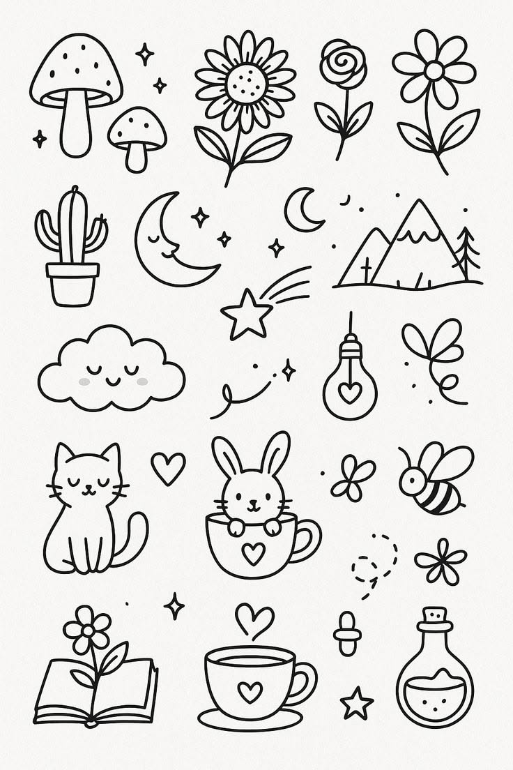 Adorable Doodles of Nature and Cute Animals