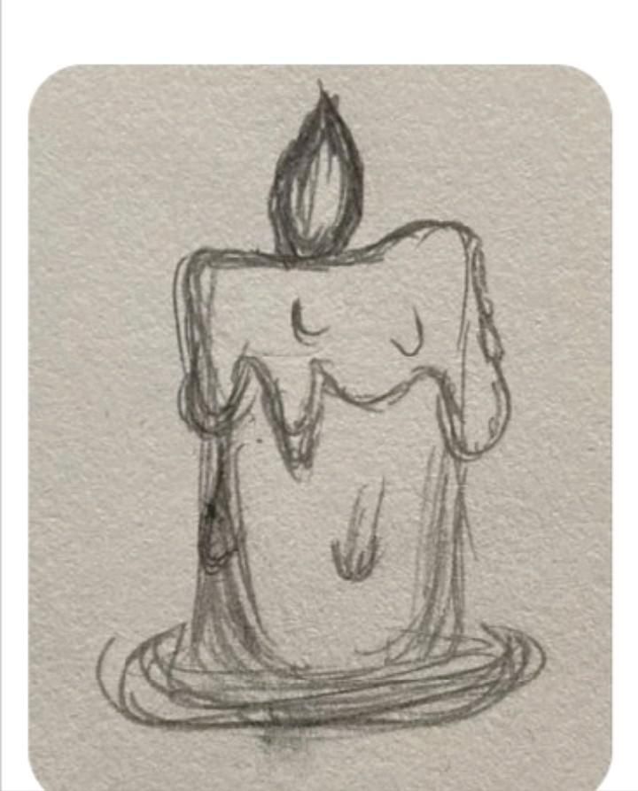 Adorable Melting Candle Sketch