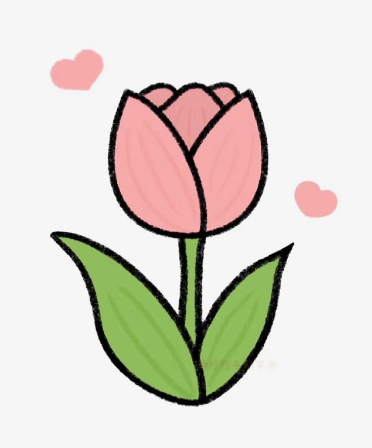 Simple Things to Draw: Adorable Pink Tulip Drawing