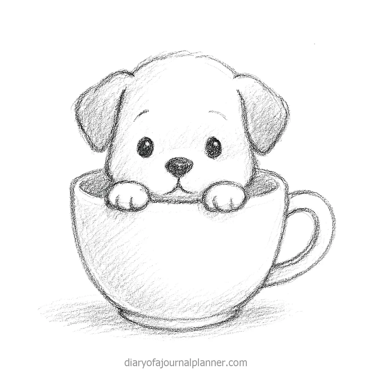 Adorable Puppy in a Cup Drawing