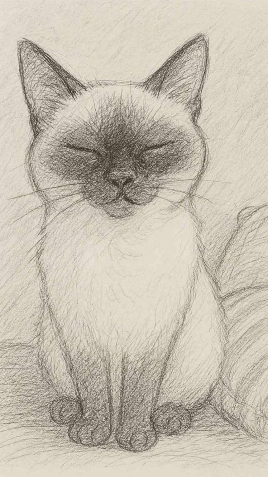 Adorable Sleeping Cat Sketch