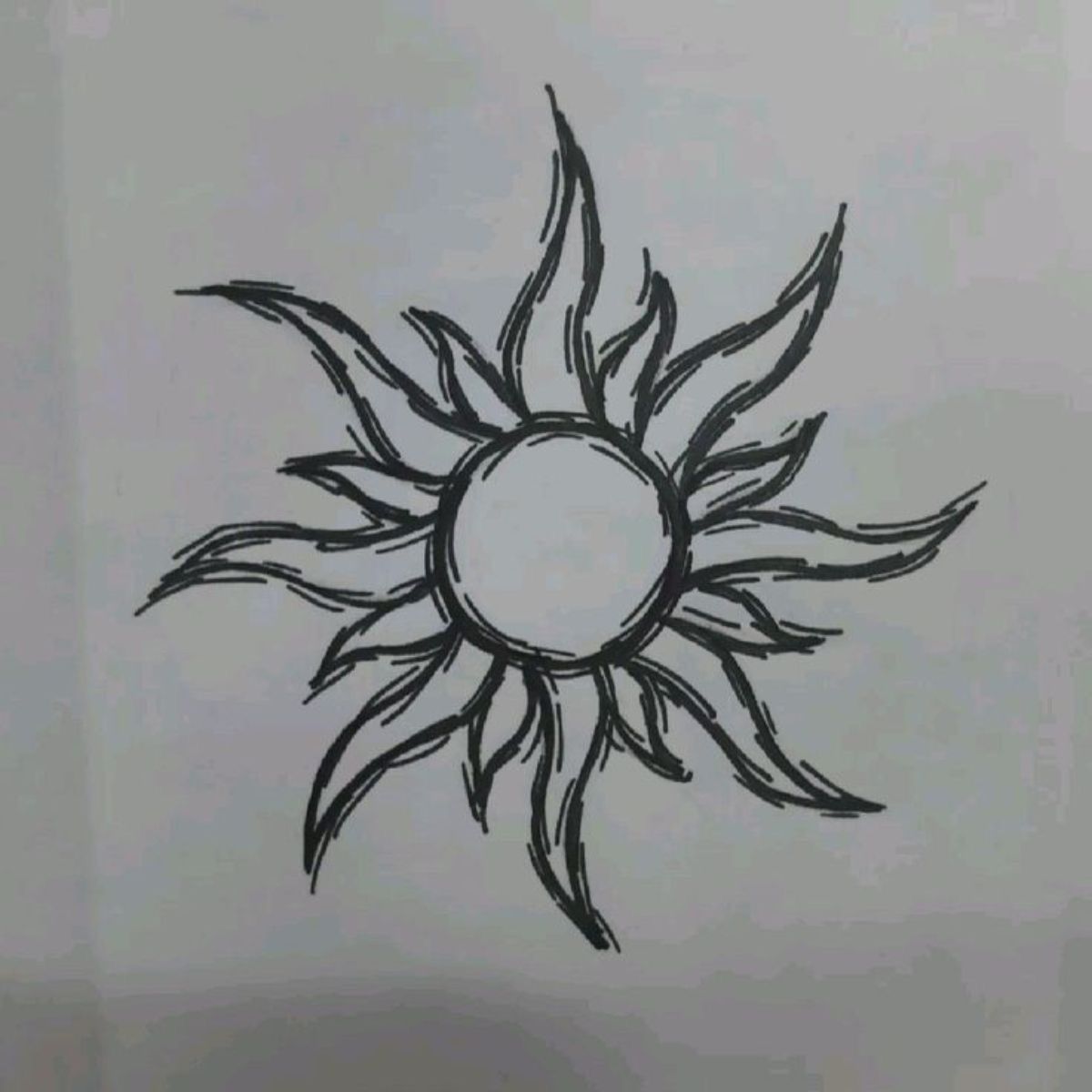 Cute Sun Drawing with Spiky Rays