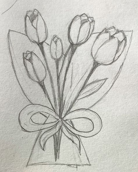 Easy Flower Bouquet Drawing