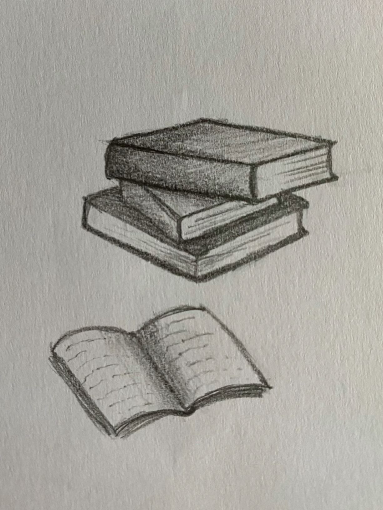 Easy Stack of Books Drawing