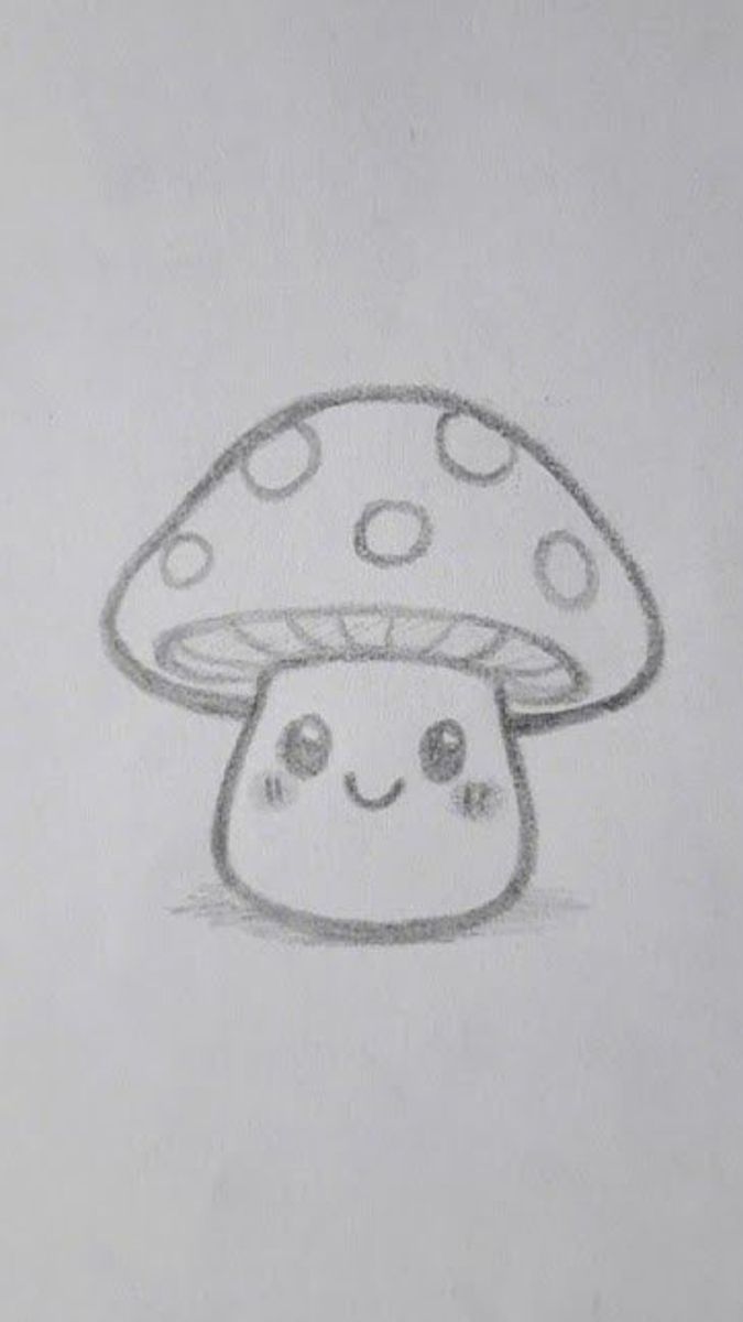 Adorable Cartoon Mushroom with Polka Dots