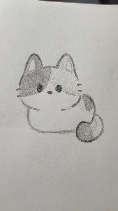 Adorable Chibi Cat Pencil Drawing