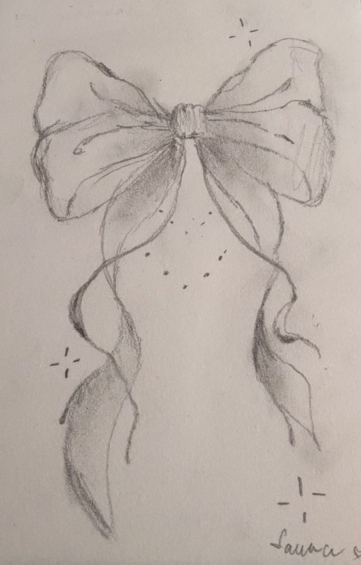 Elegant Bow Ribbon Pencil Sketch