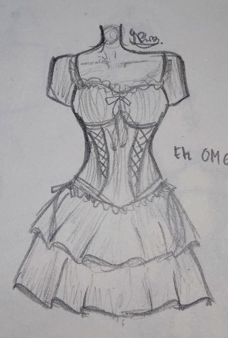 Elegant Dress Design Pencil Sketch
