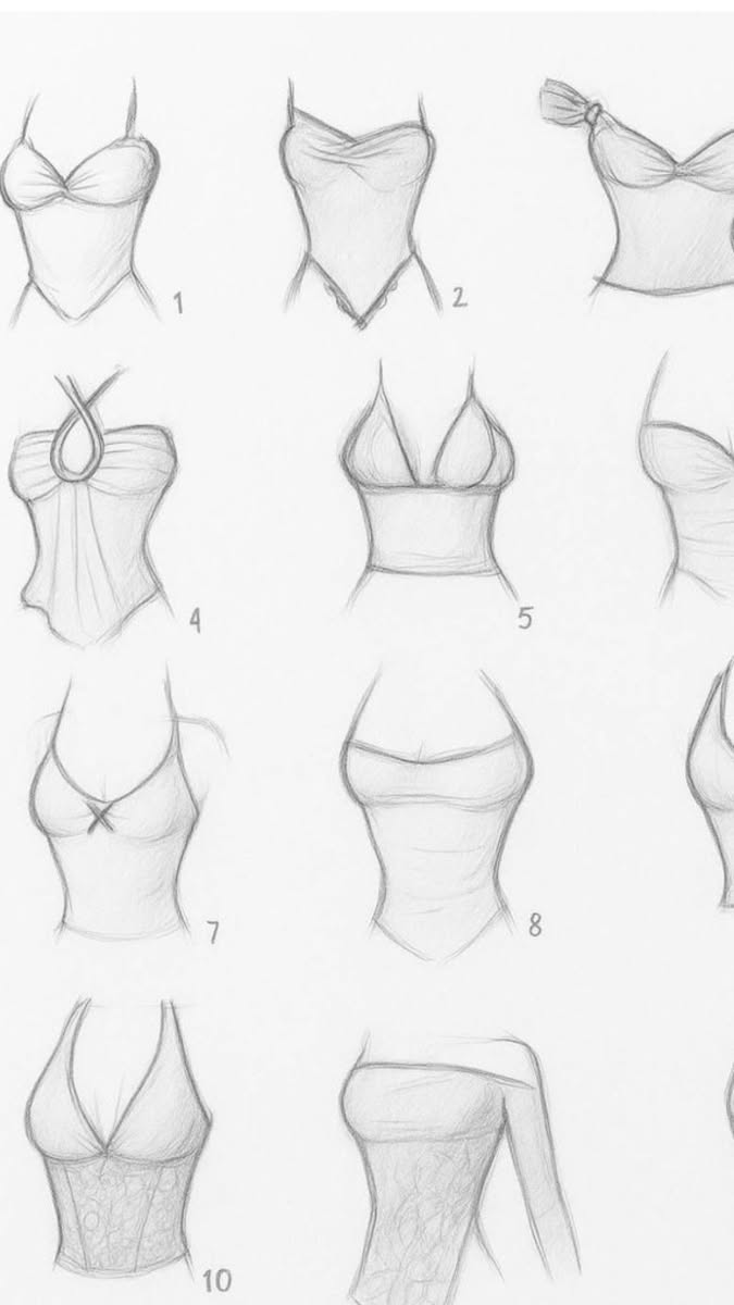 Fashion Top Designs Pencil Sketches