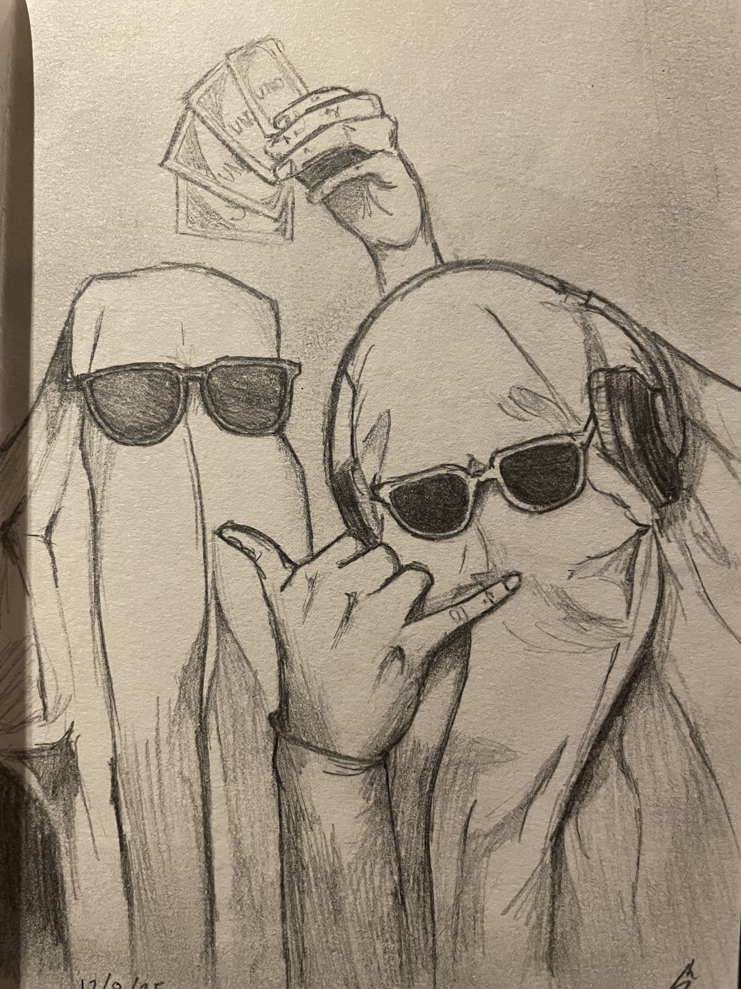 Fun Ghosts with Sunglasses and Cash