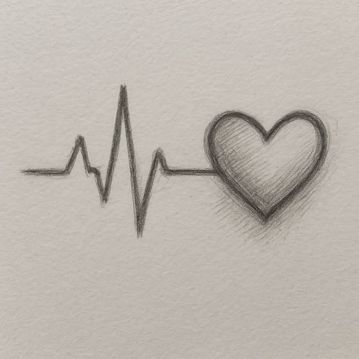 Sketches to Draw: Heartbeat Line with Heart Sketch