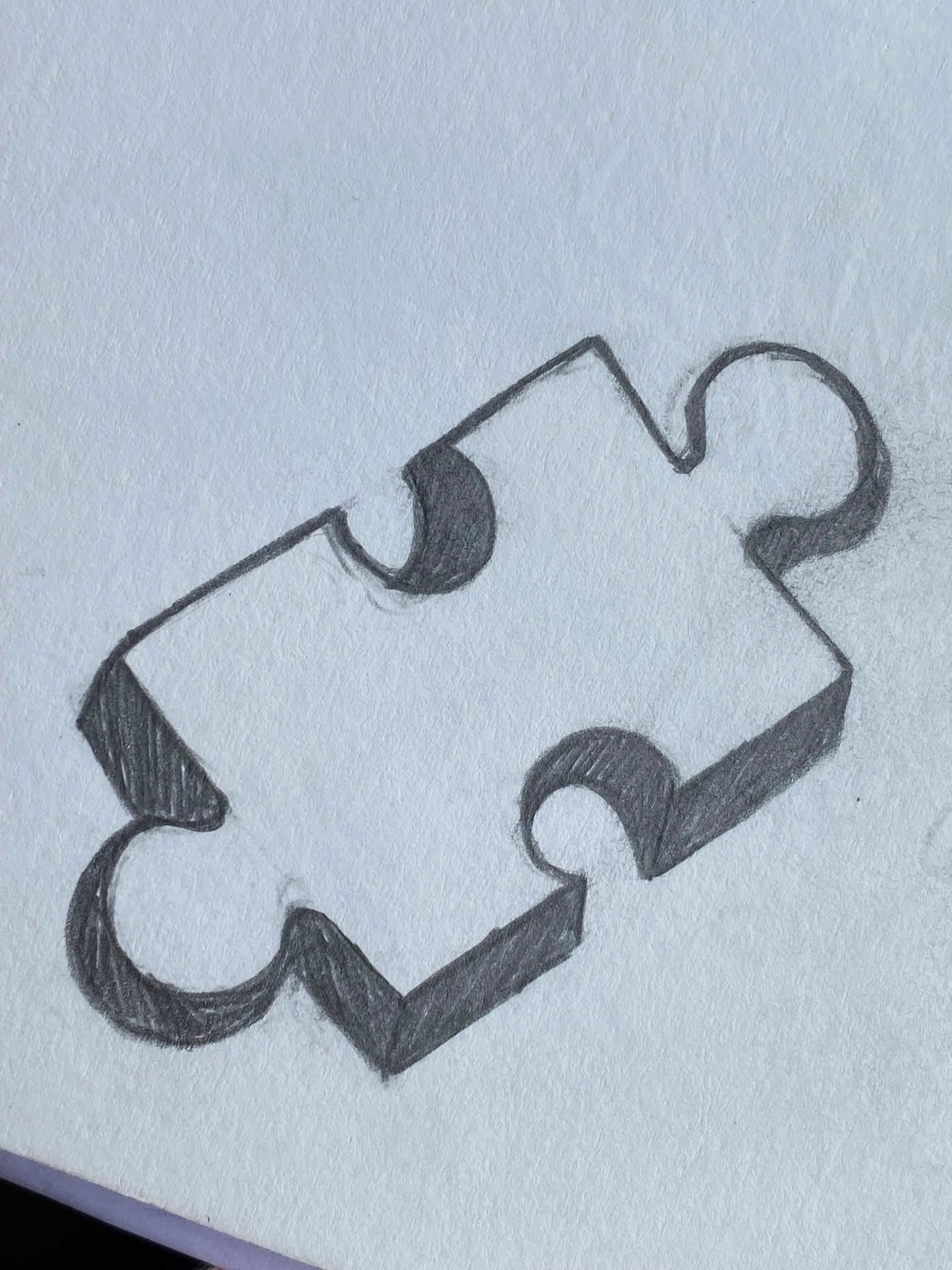 Sketches to Draw: Realistic 3D Puzzle Piece Pencil Sketch