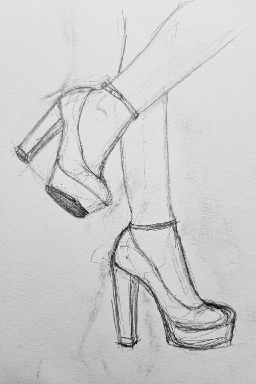 Stylish High Heel Shoe Outline