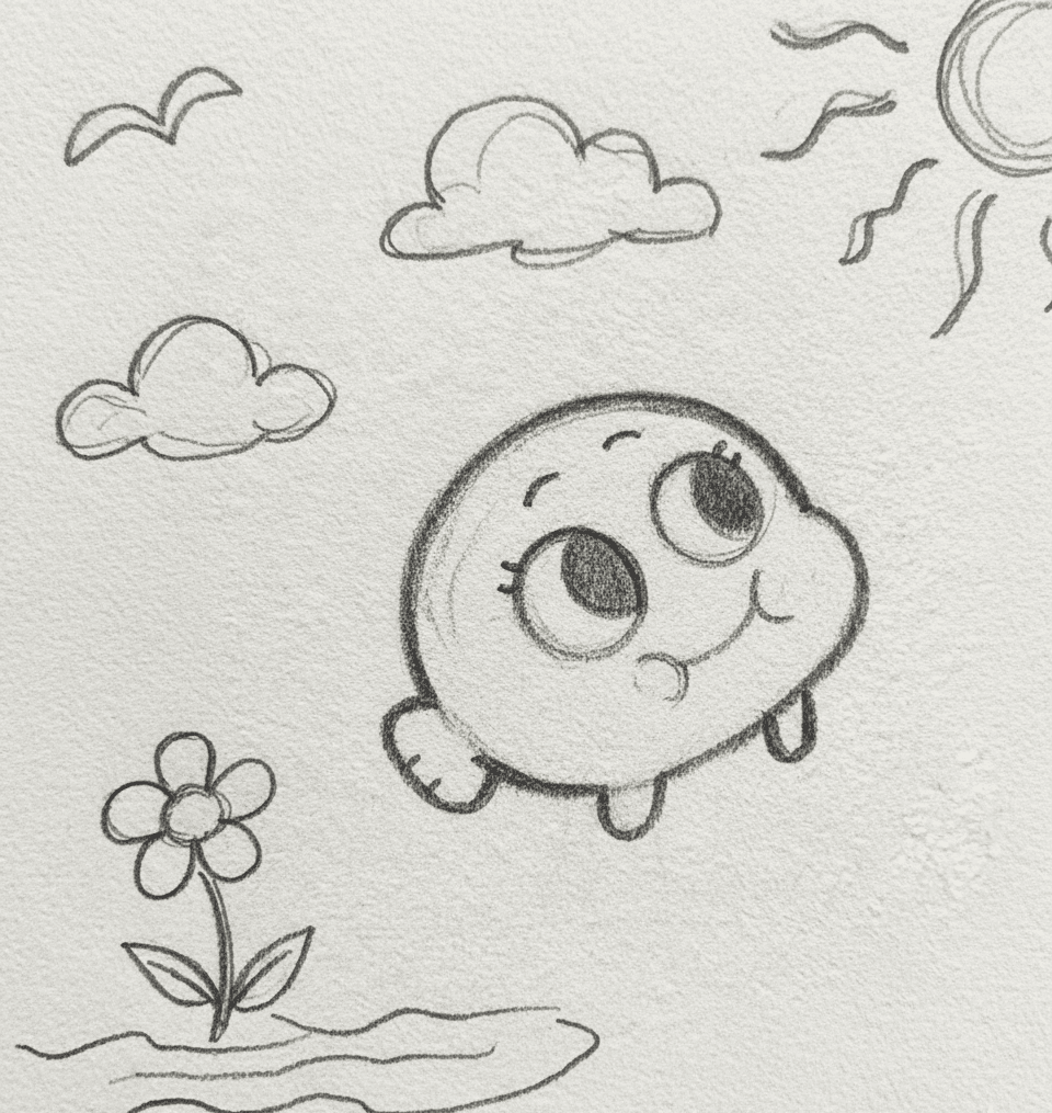 Adorable Cartoon Fish Swimming in a Playful Scene