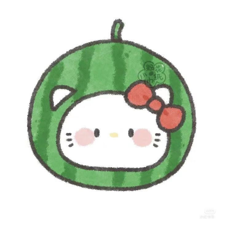 Adorable Cat Inside a Watermelon Slice