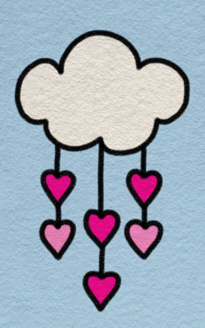 Adorable Cloud with Heart Raindrops