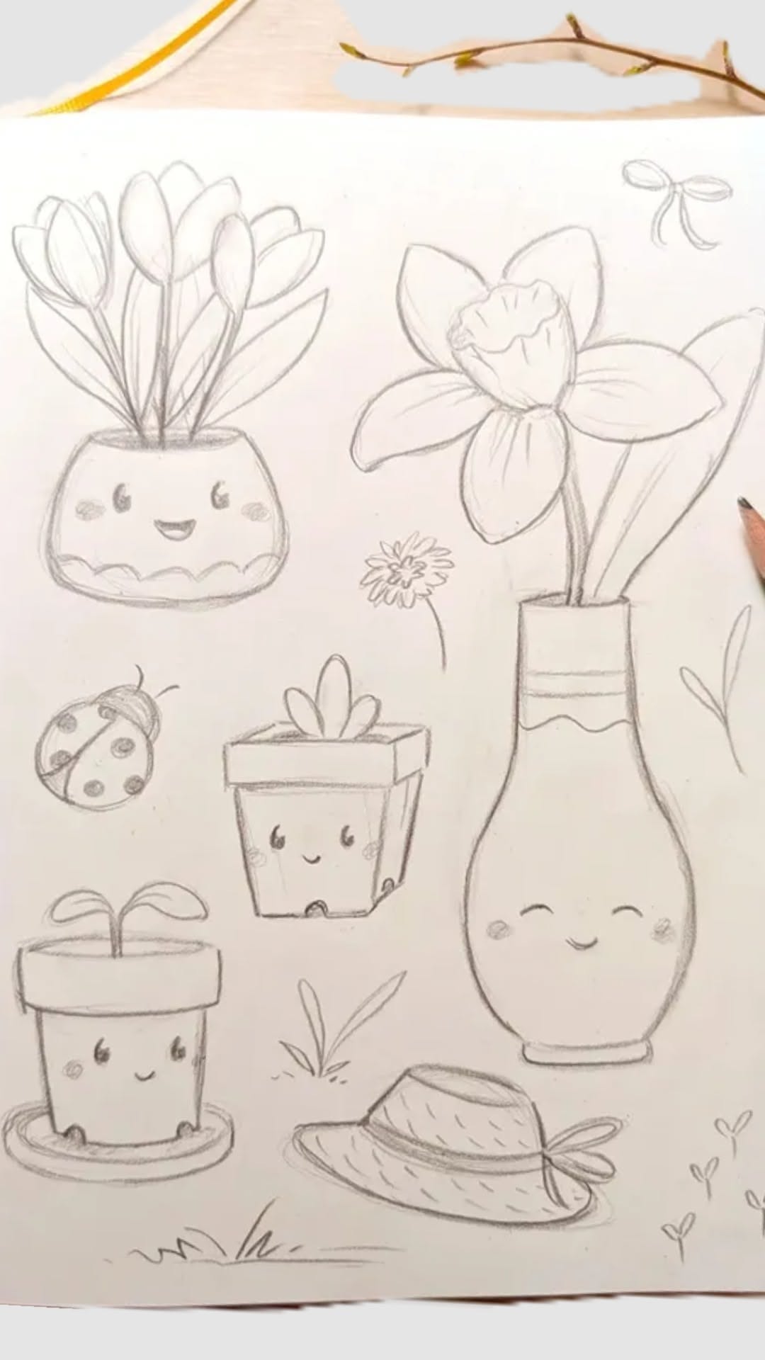 Stuff to Draw: Adorable Flower Pots with Smiley Faces