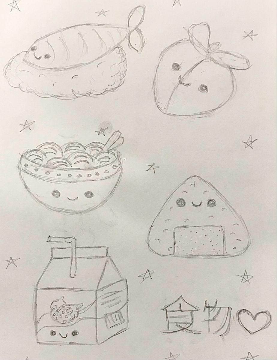 Stuff to Draw: Adorable Food Items with Cute Expressions