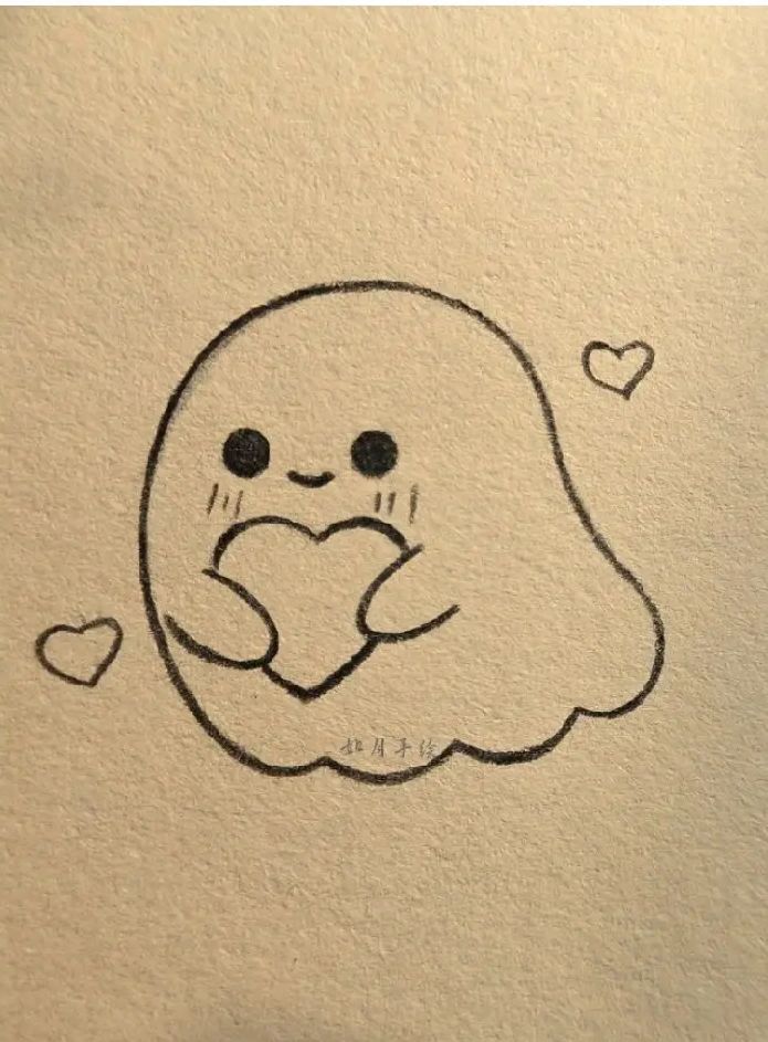 Adorable Ghost Holding a Heart
