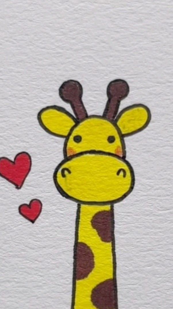 Adorable Giraffe with Hearts