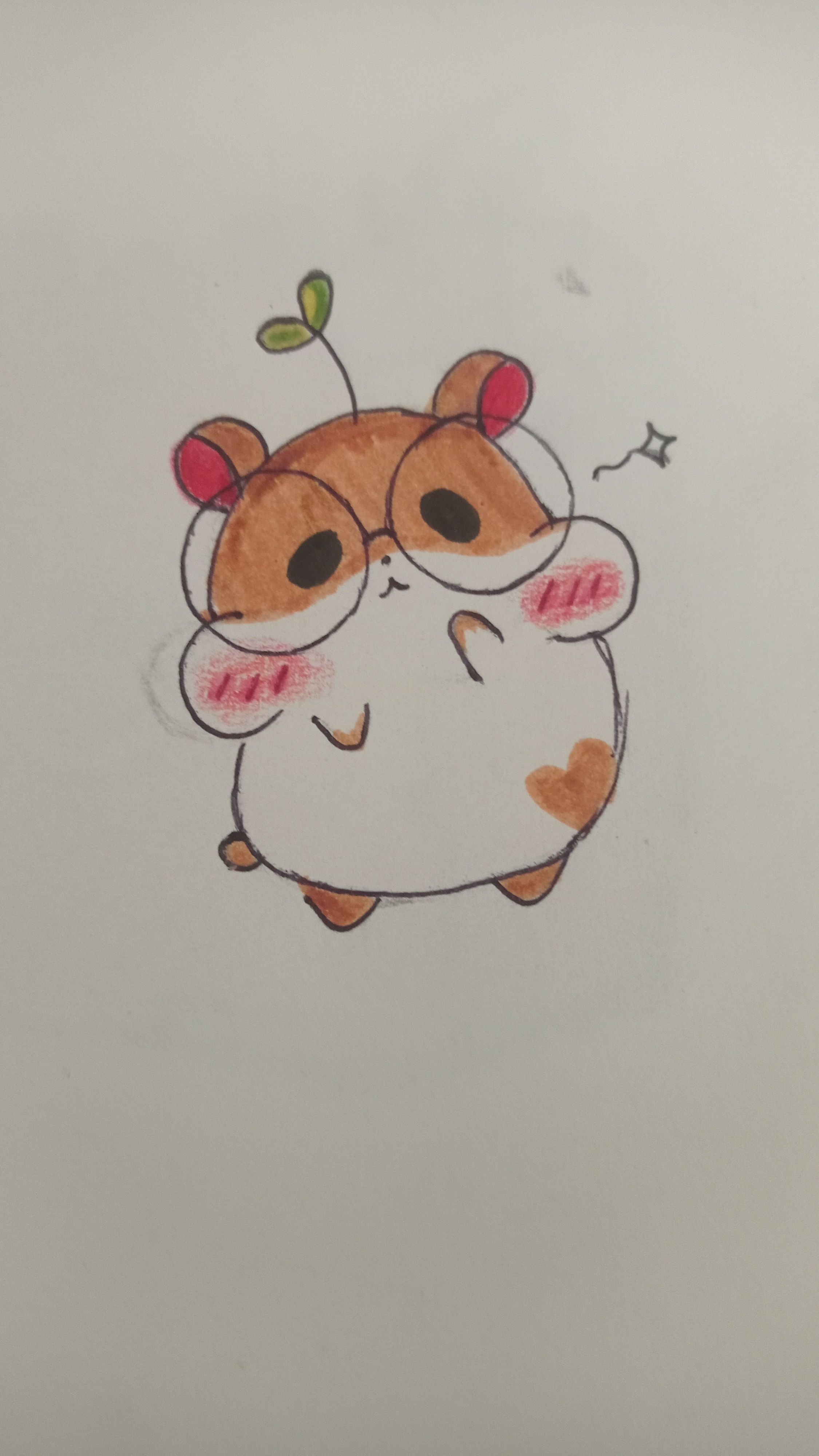 Adorable Hamster with Heart and Sprout