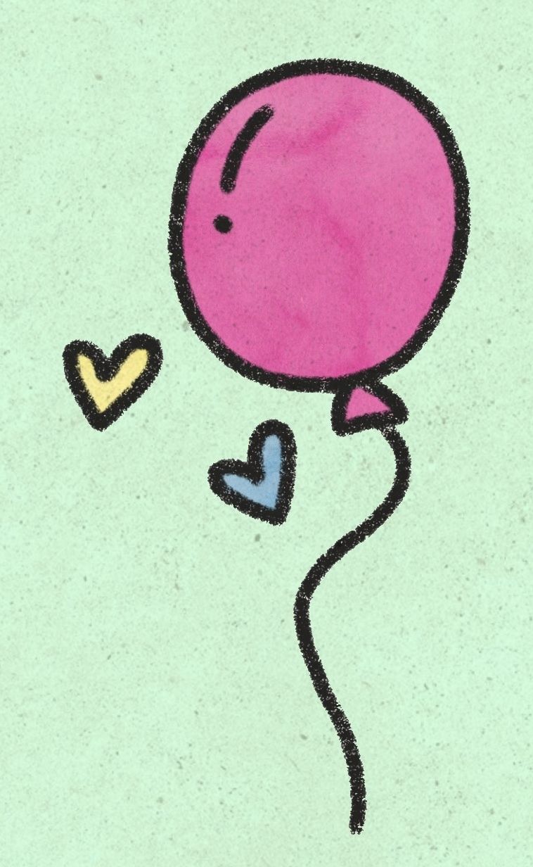 Adorable Pink Balloon with Colorful Hearts