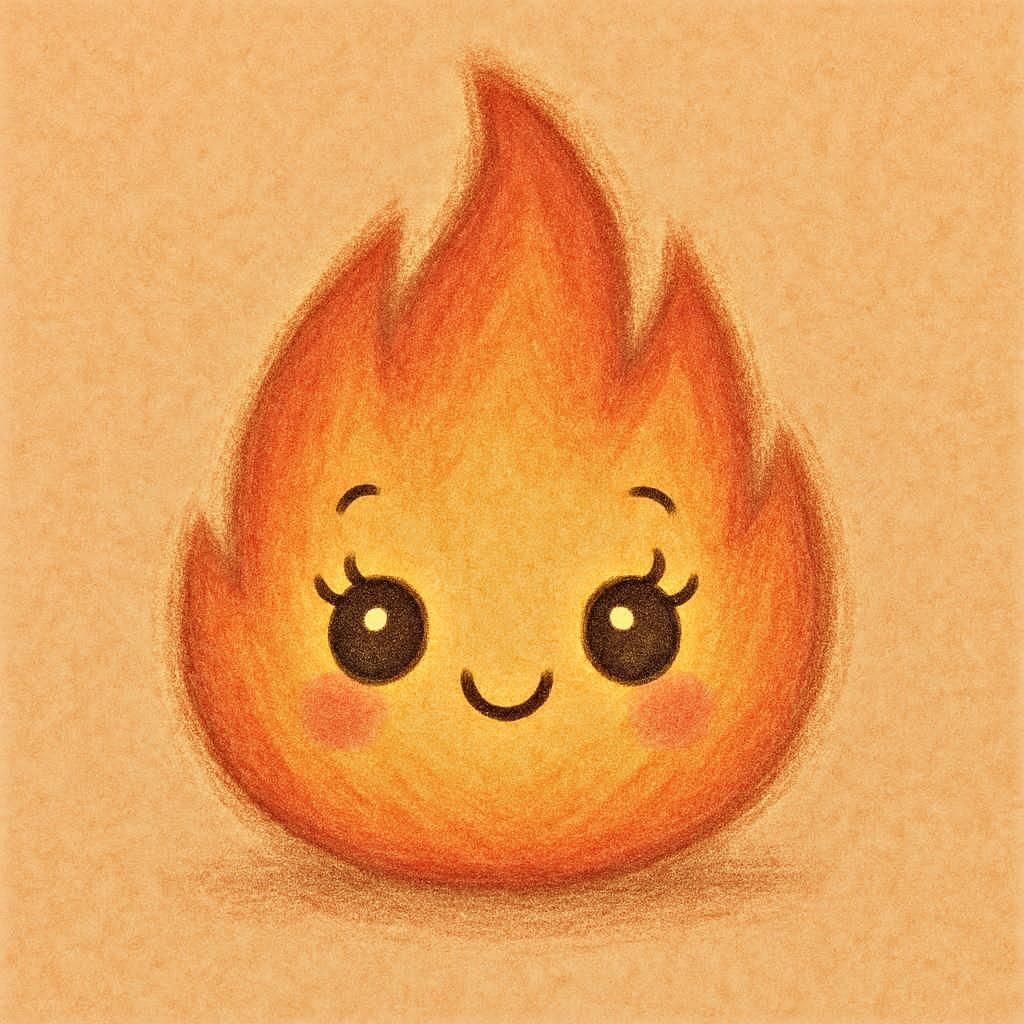 Adorable Smiling Flame Character