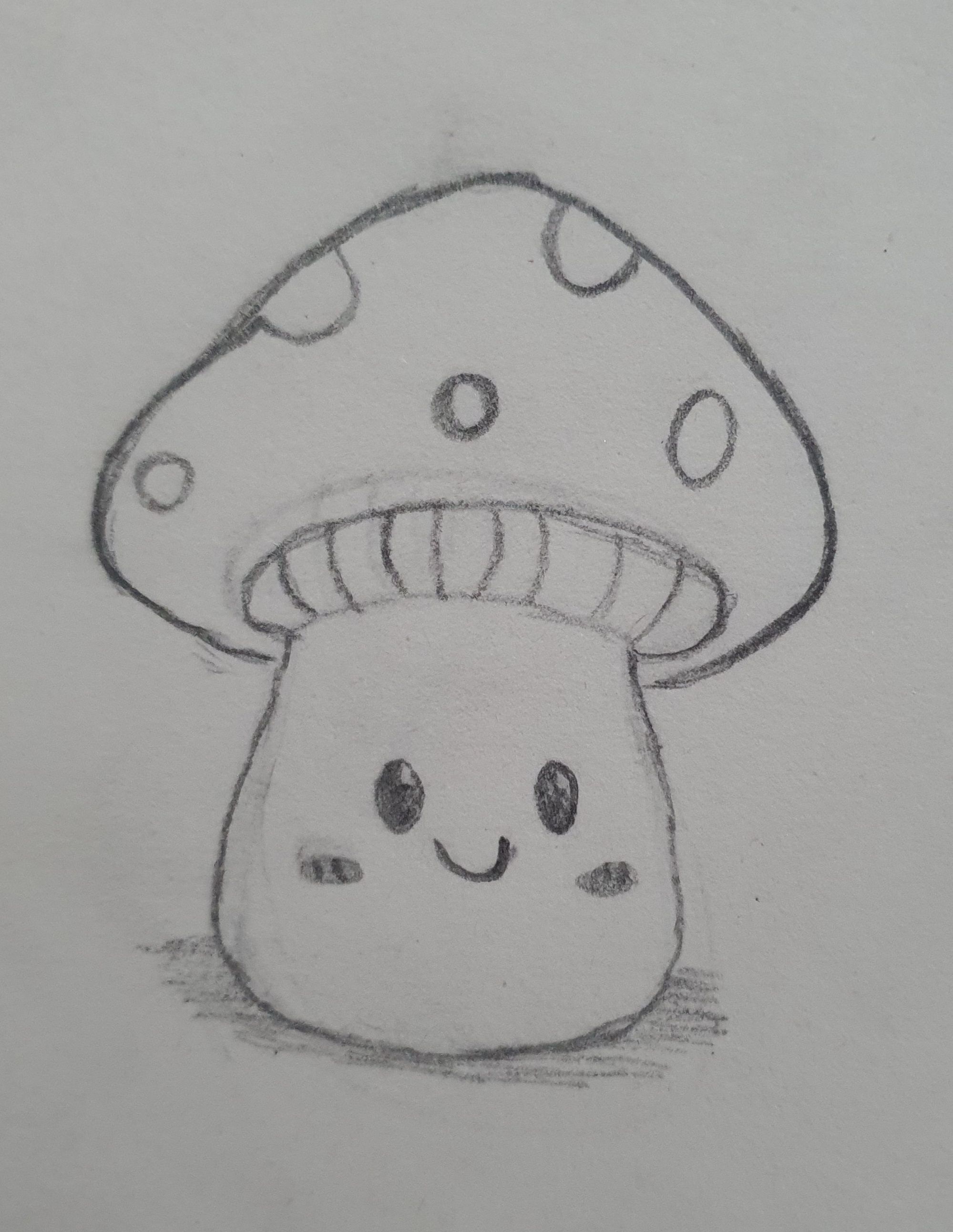 Adorable Smiling Mushroom with Polka Dots