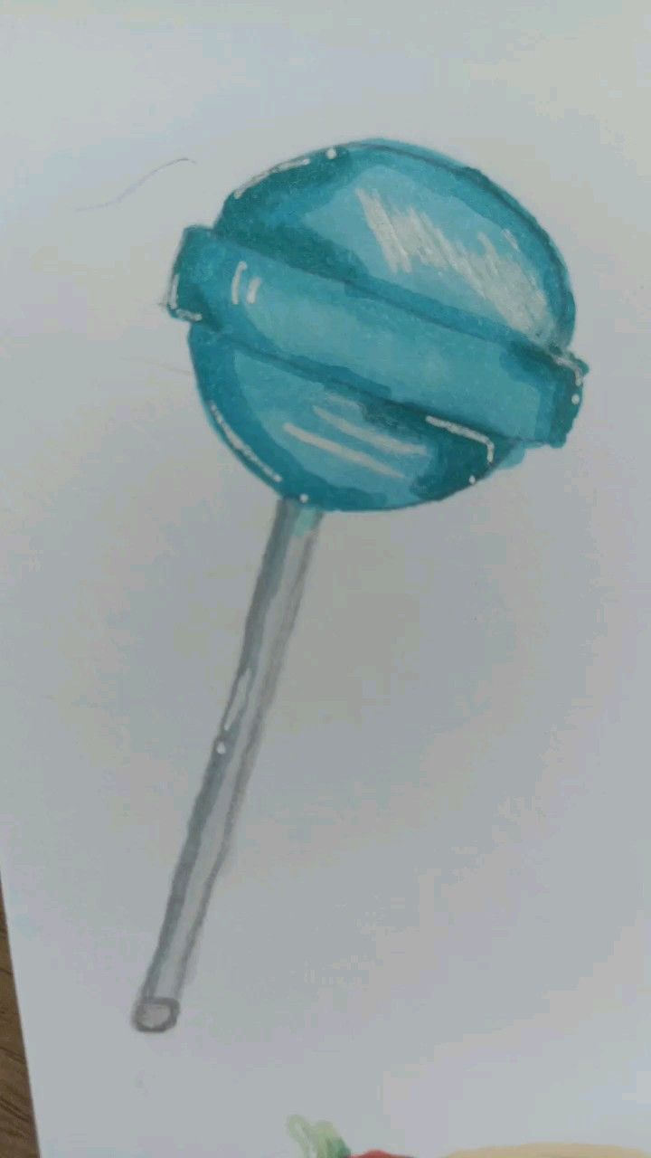 Colorful Blue Lollipop with Swirled Design