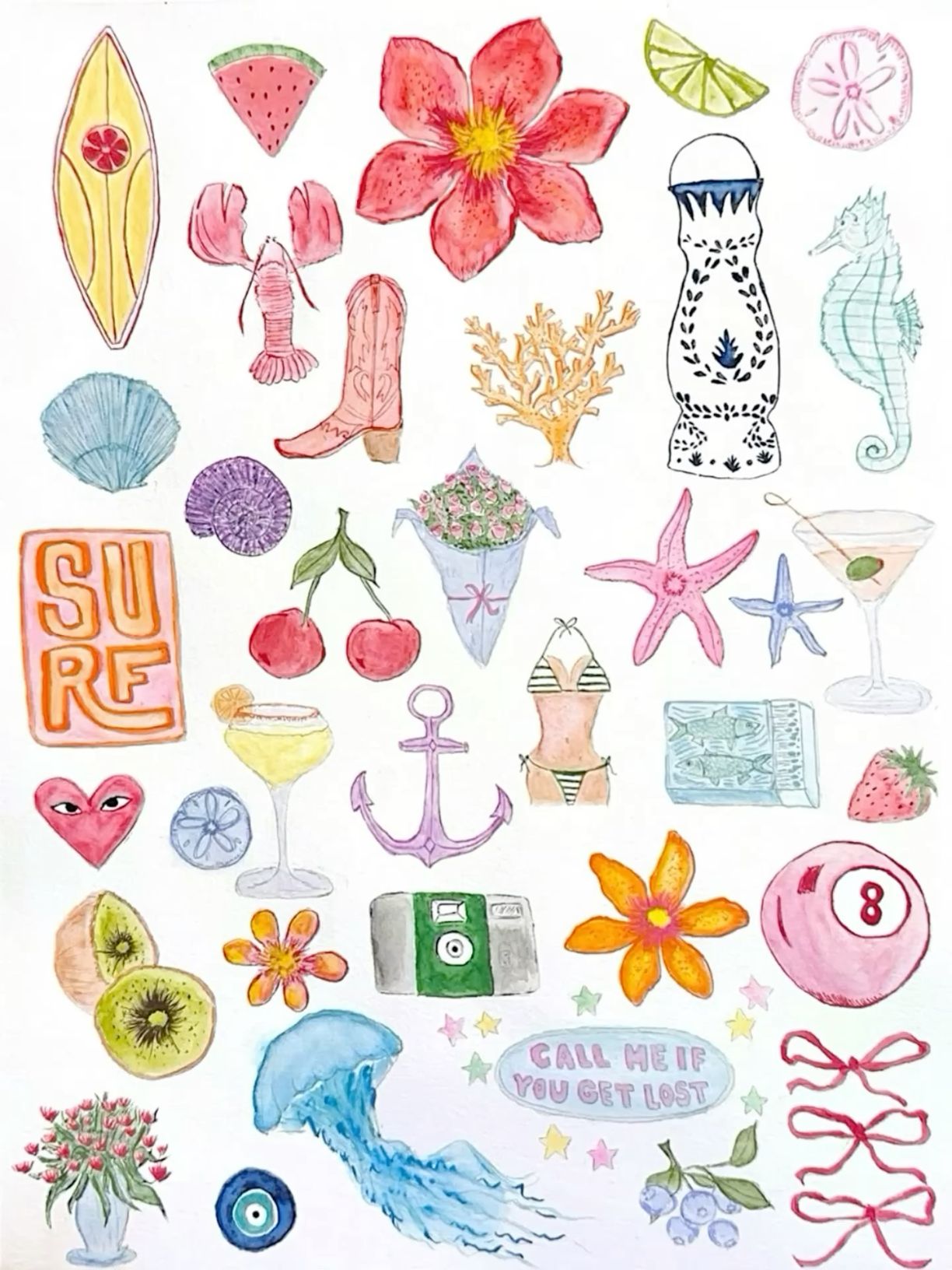 Colorful Summer-Themed Doodles