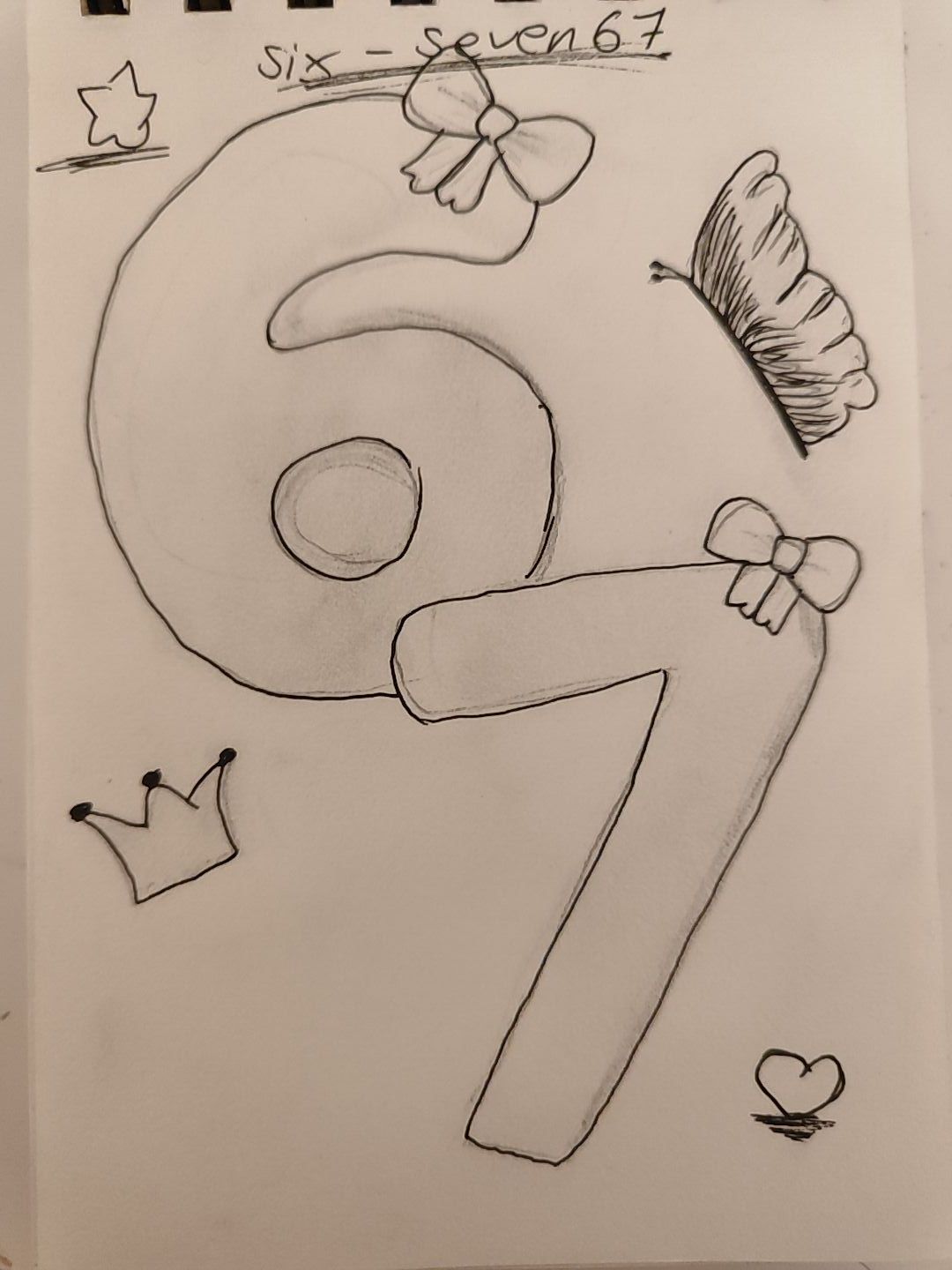 Creative Number 67 with Bows and Butterflies