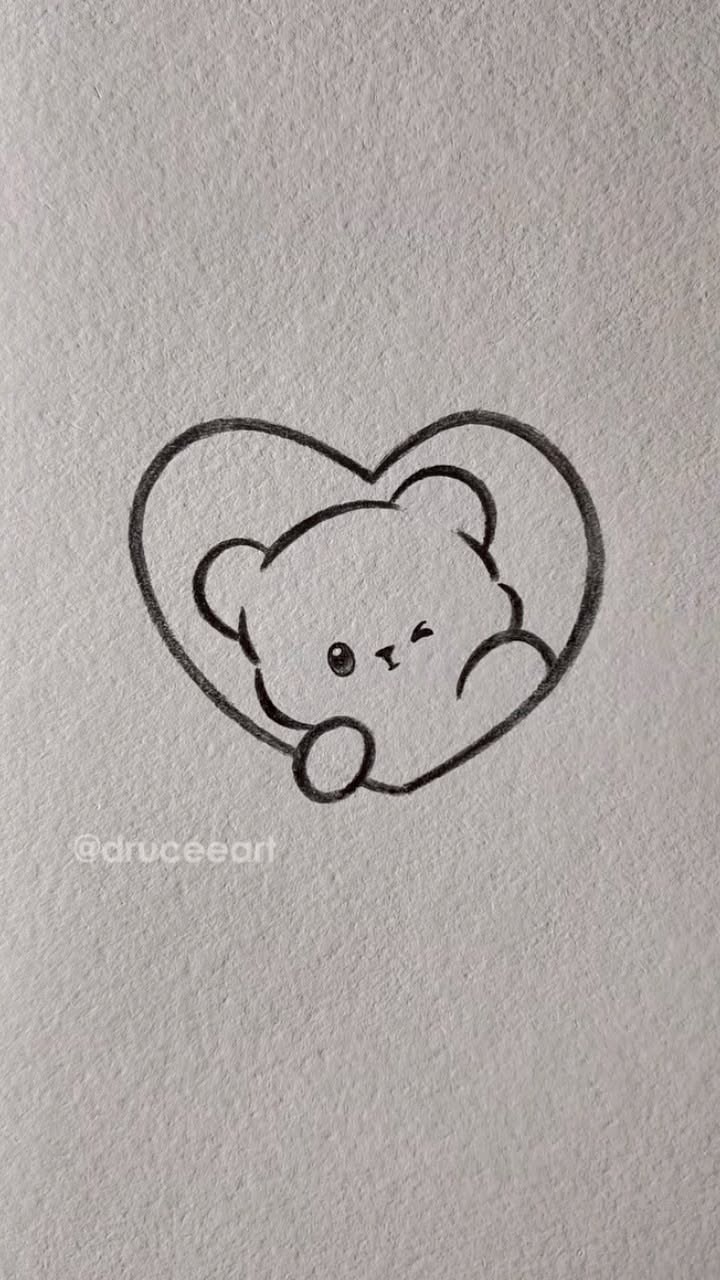 Cute Bear Peeking from a Heart