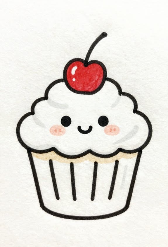 Cute Cupcake with Cherry Top