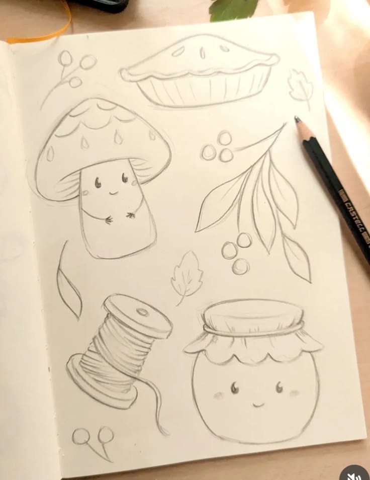 Stuff to Draw: Cute Mushroom and Jar with Adorable Faces