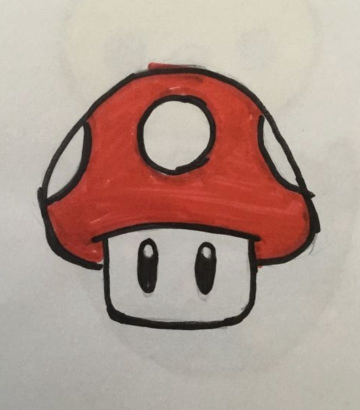 Cute Red Mushroom with Cartoon Face