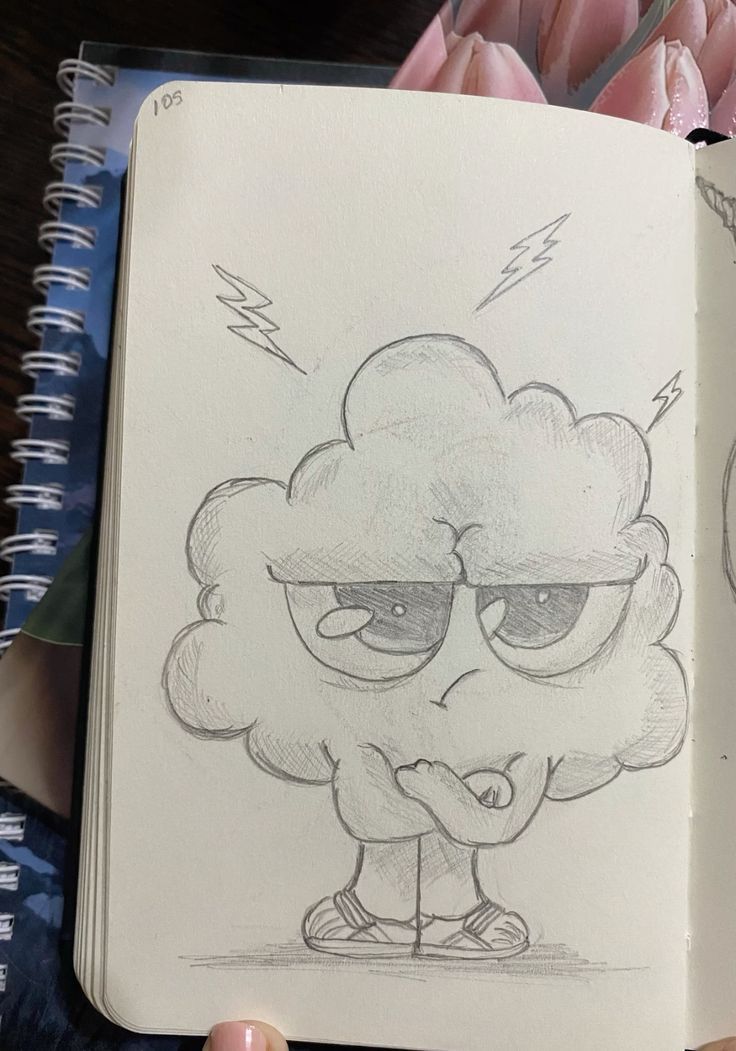 Stuff to Draw: Grumpy Cloud with Lightning Bolts