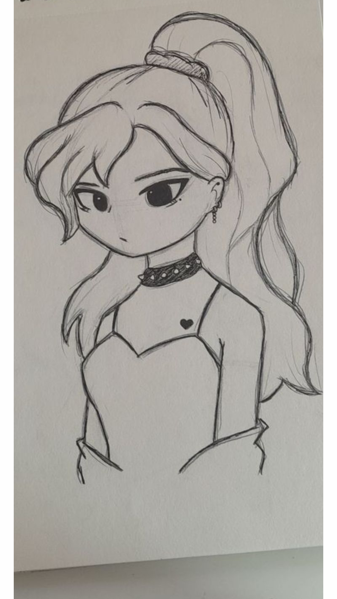 Stylish Girl with Ponytail and Choker