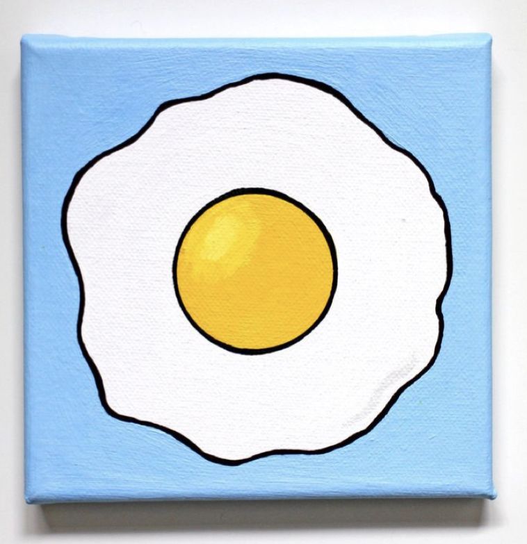 Whimsical Fried Egg on Blue Background
