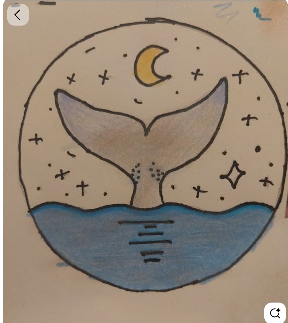 Whimsical Whale Tail under a Starry Night