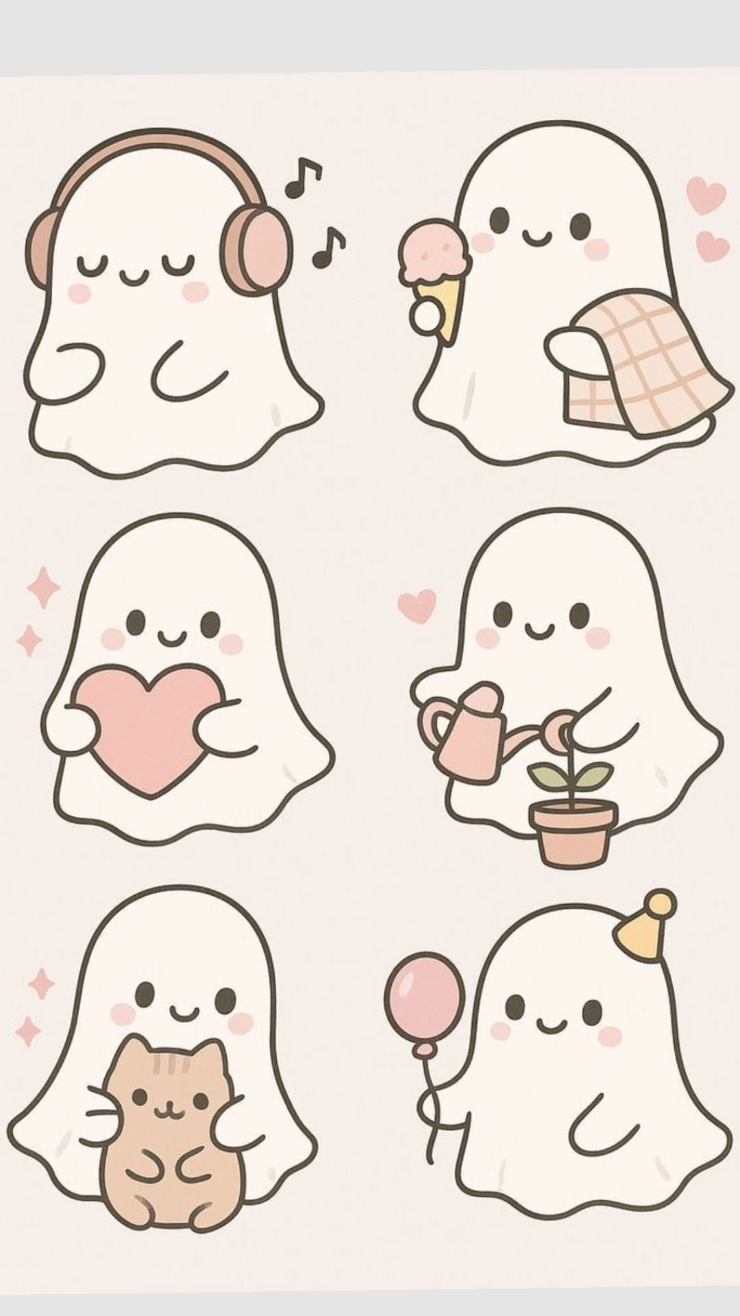 Adorable Ghosts Enjoying Everyday Activities
