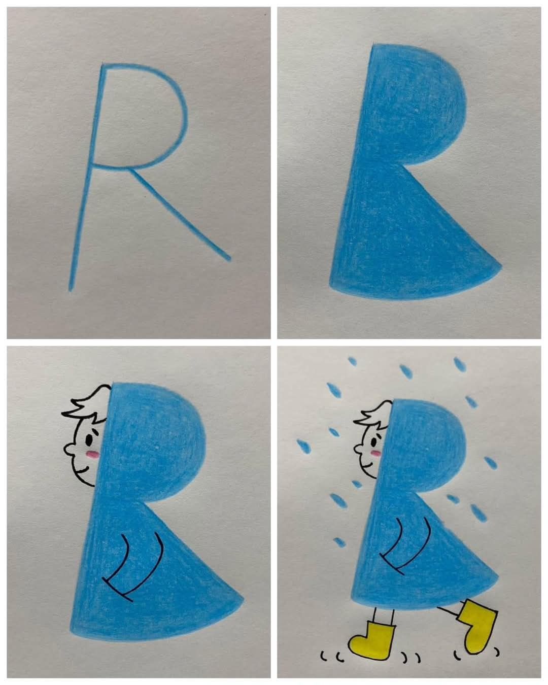 Creative Blue Raincoat Character