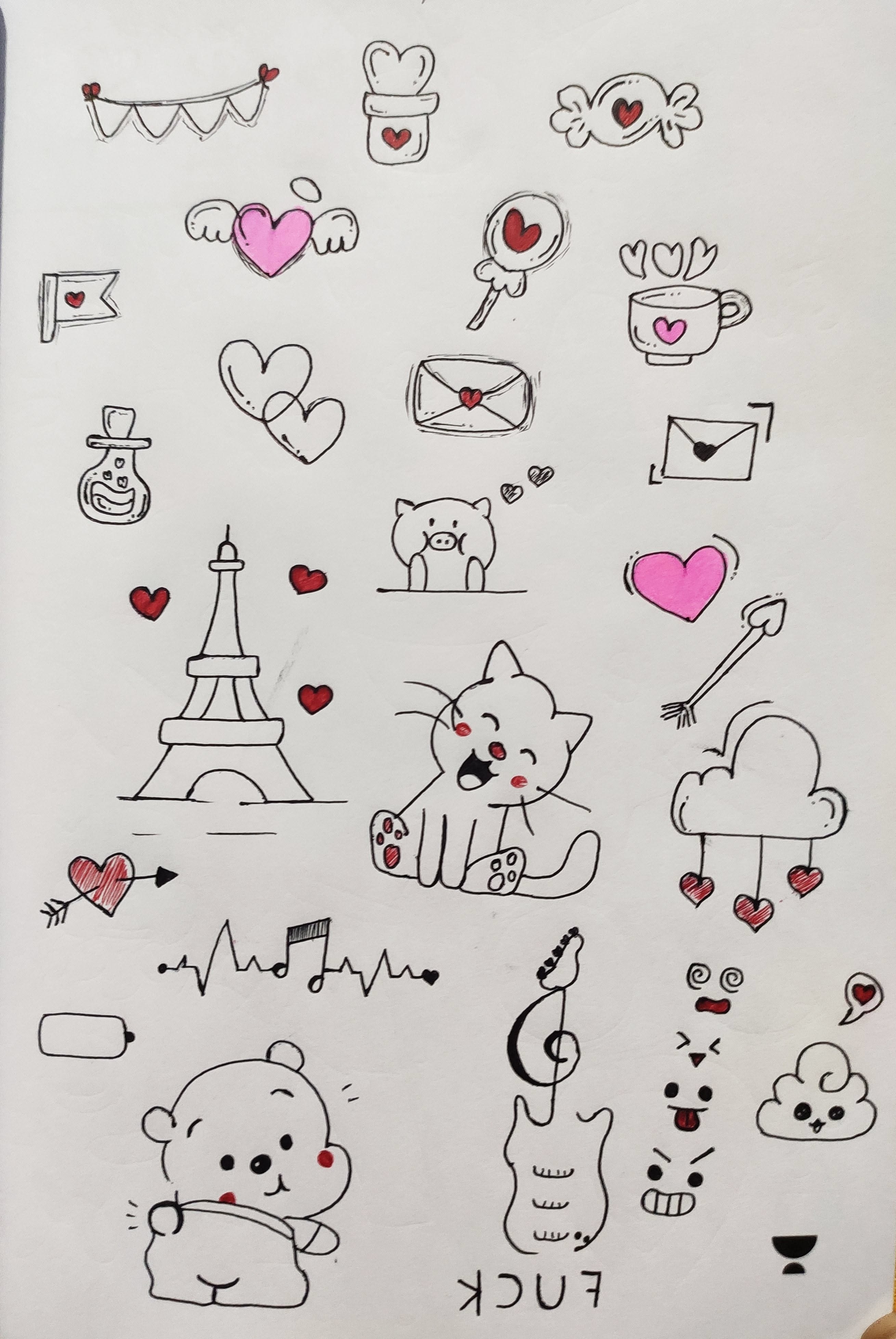 Cute Bear with Hearts and Playful Illustrations